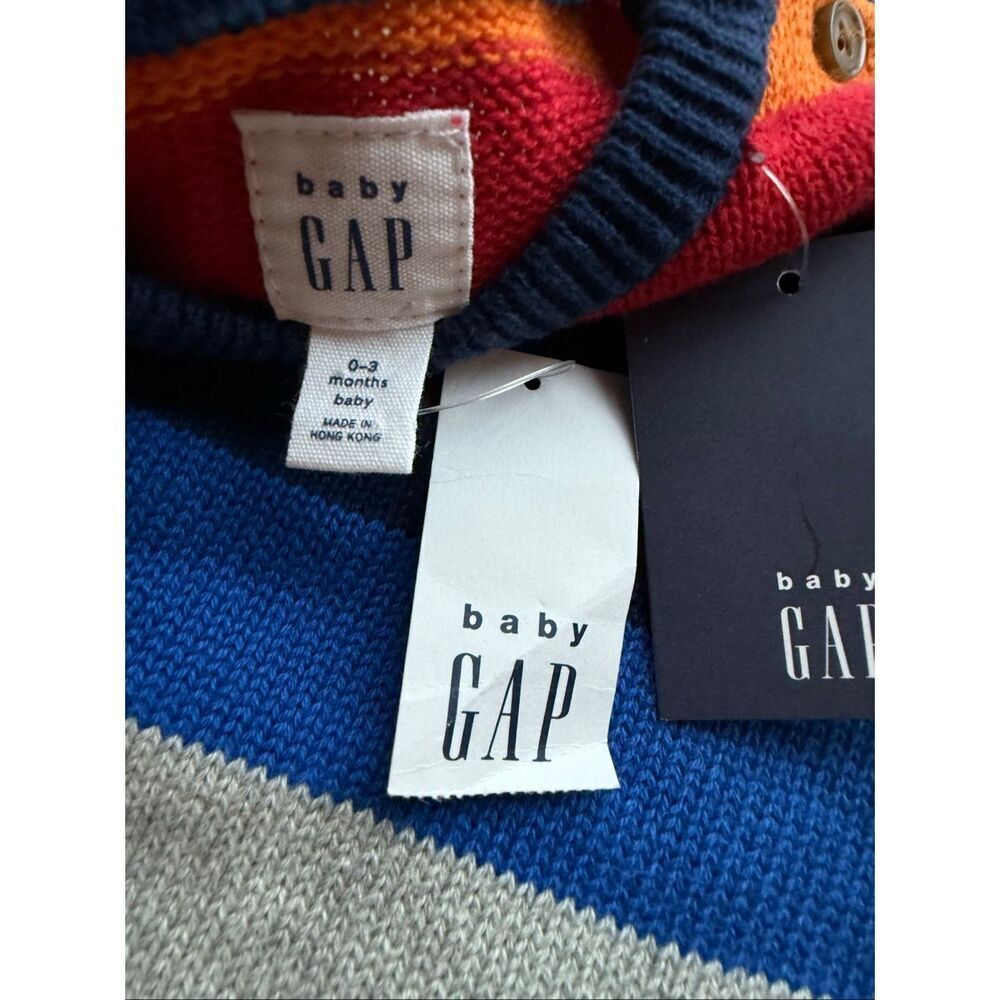 GAP Baby Cotton Happy Stripe One-Piece sweater romper Size 0-3M - Picture 4 of 7